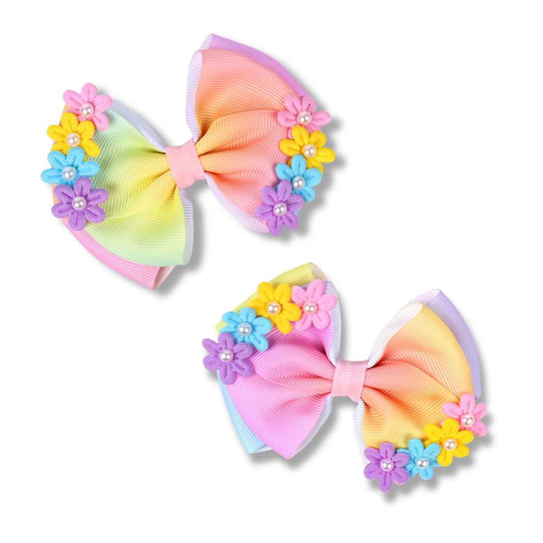 READY TO SHIP Rainbow Daisy Delight Hair Bow w/ Clip