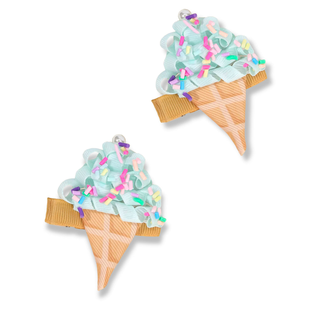 READY TO SHIP Blue Sprinkle Ice Cream Cone Hair Clip