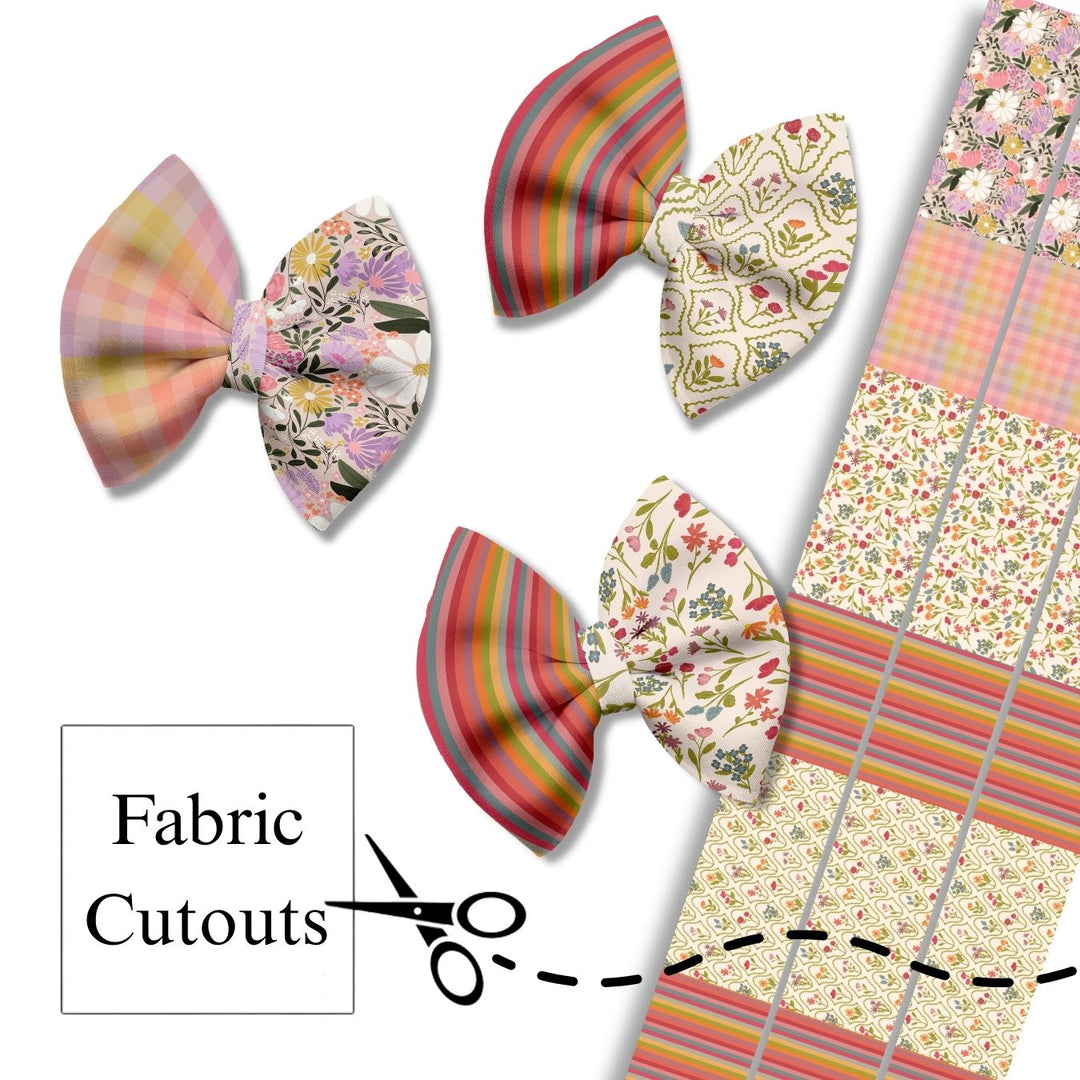 Painted Garden Floral Pinch Neoprene DIY Hair Bows