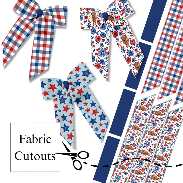 Red, White & Moo Long Tail Neoprene DIY Hair Bows