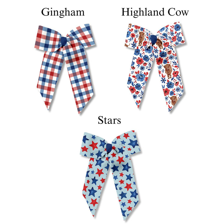 Red, White & Moo Long Tail Neoprene DIY Hair Bows