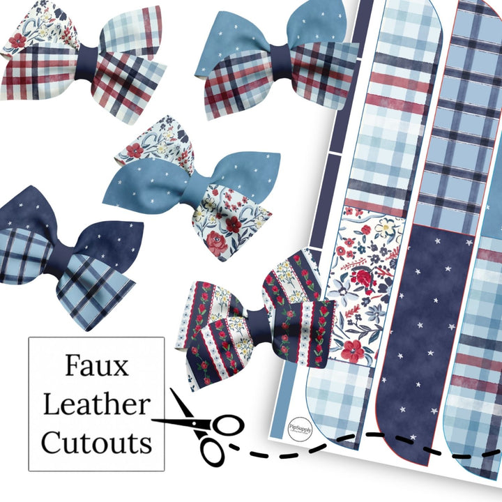 Sweet Americana Blooms Pinwheel Faux Leather DIY Hair Bows Cutouts