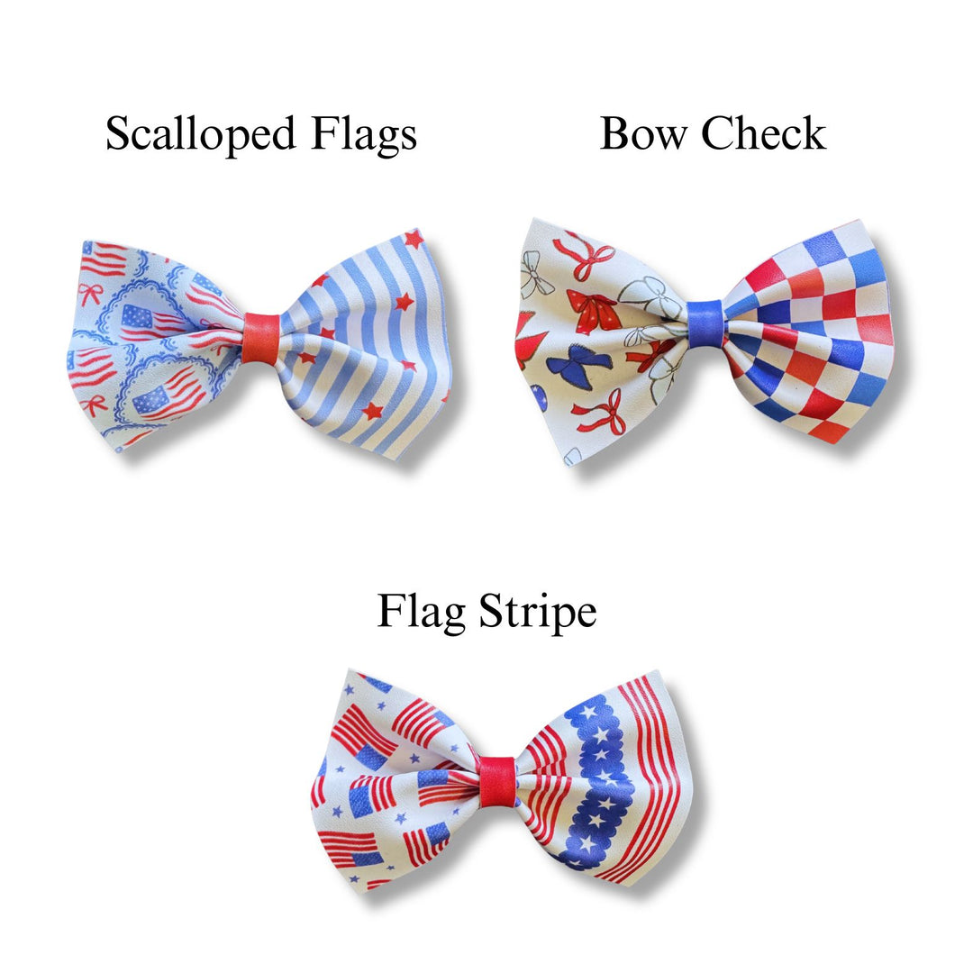 Patriotic USA Fun Faux Leather Pinch Bows