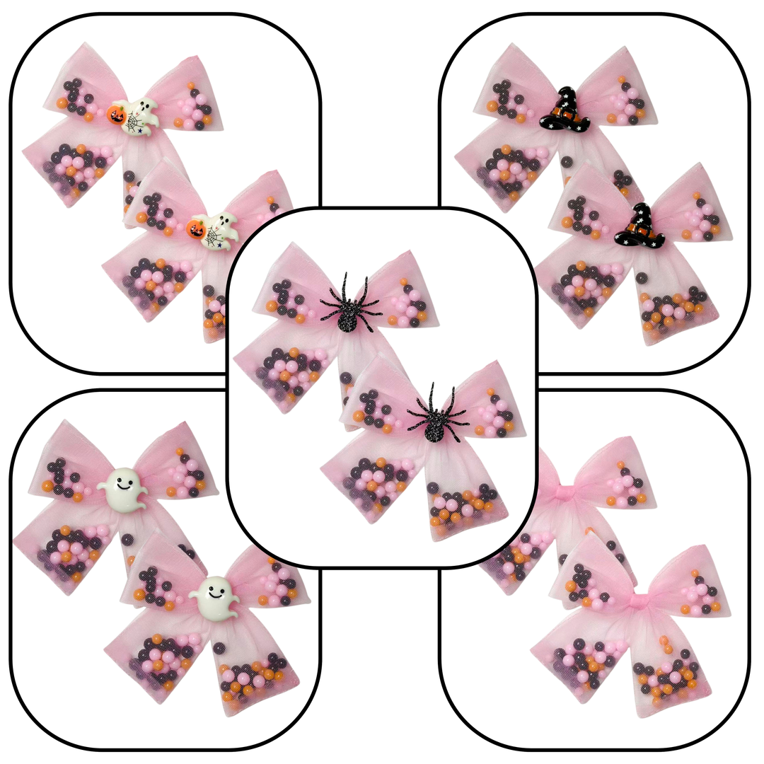 Spooky Shakers Pink Bow w/ Clip (Set of 2)
