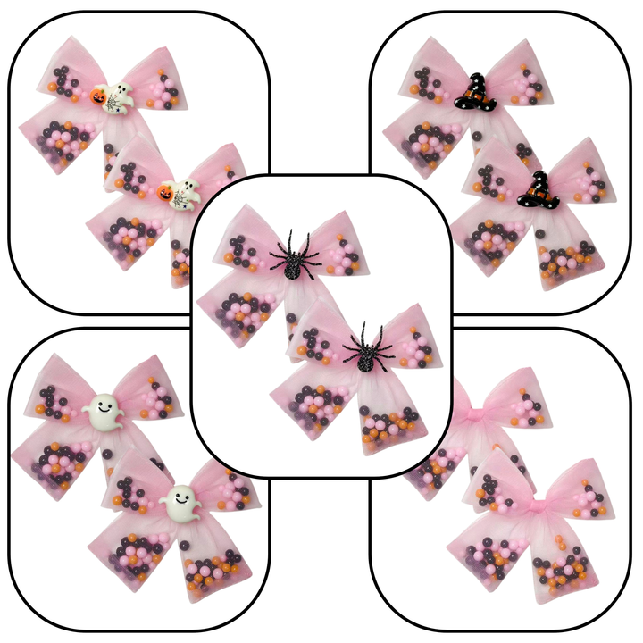 Spooky Shakers Pink Bow w/ Clip (Set of 2)