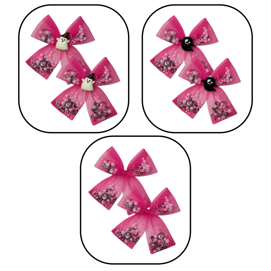Spooky Shakers Hot Pink Bow w/ Clip