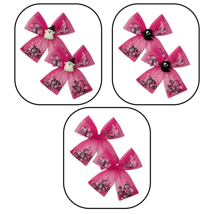 Spooky Shakers Hot Pink Bow w/ Clip
