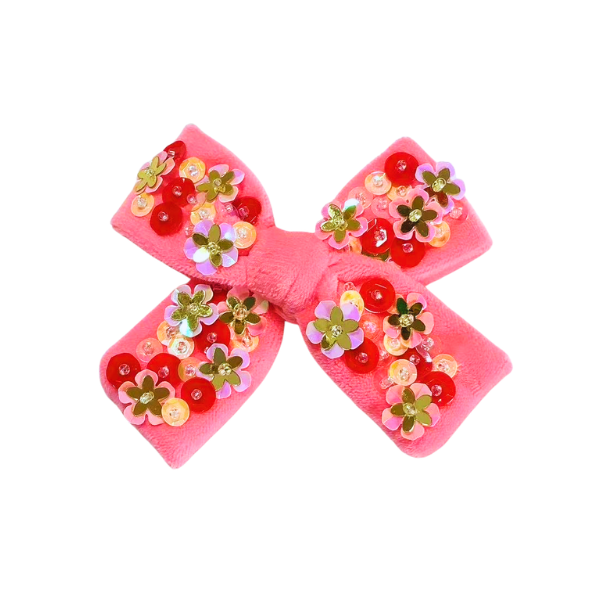 Little Luxe Pinwheel Velvet Blooms Bow w/ Clip