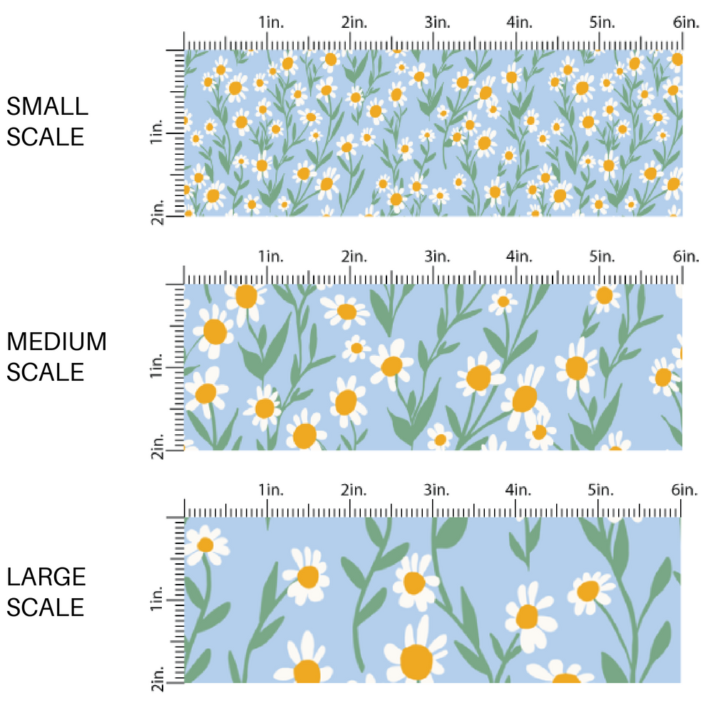 White Florals on Blue Fabric by the Yard scaled image guide.