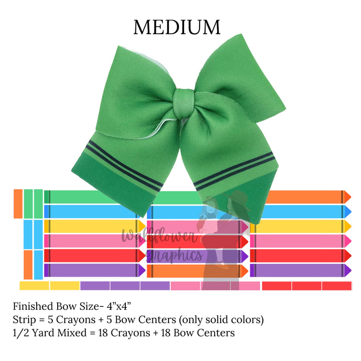 Back to school crayon themed neoprene sailor hair bows - medium.