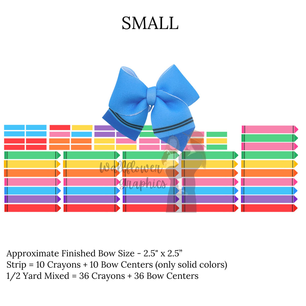 Back to school crayon themed neoprene sailor hair bows - small.