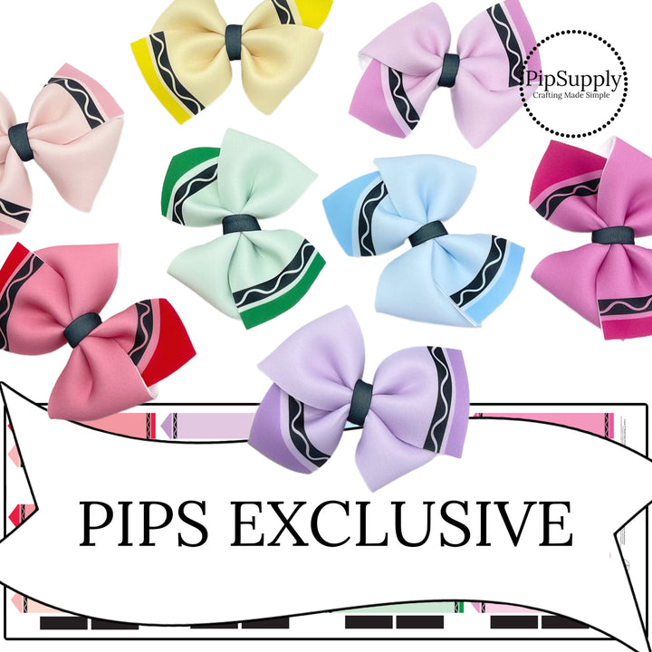 Crayon Pinwheel Neoprene DIY Hair Bows