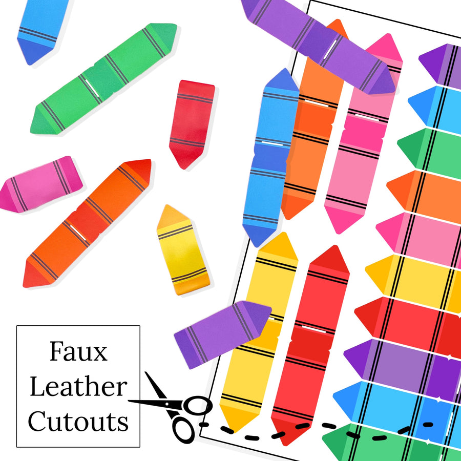 multi color crayon faux leather cutout for crafts and hair clips