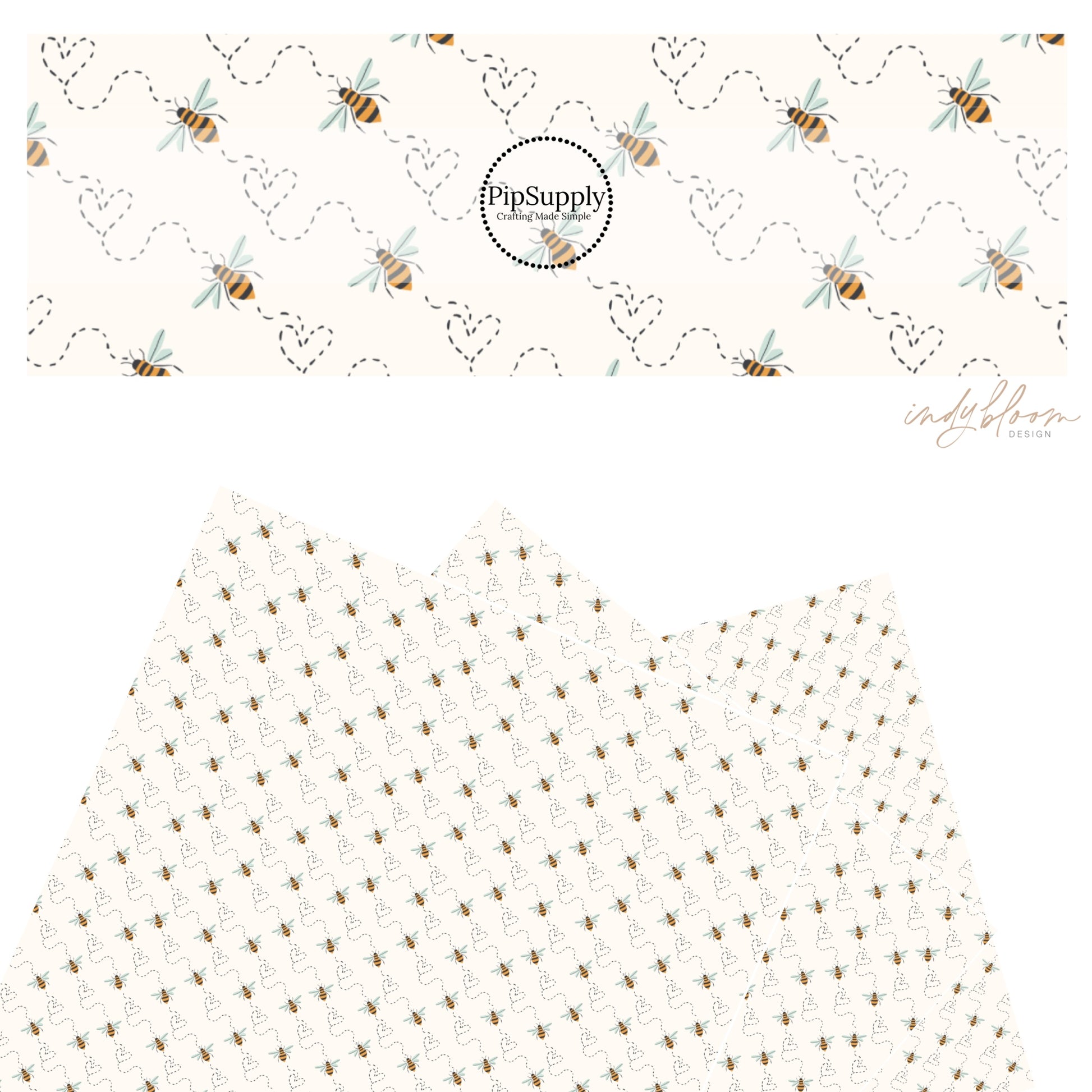 These Valentine's pattern themed faux leather sheets contain the following design elements: small bees and dotted hearts on cream. Our CPSIA compliant faux leather sheets or rolls can be used for all types of crafting projects.