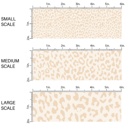 This scale chart of small scale, medium scale, and large scale of this classic leopard pattern themed fabric by the yard features cream colored leopard print. This fun Valentine's Day themed fabric can be used for all your sewing and crafting needs! 