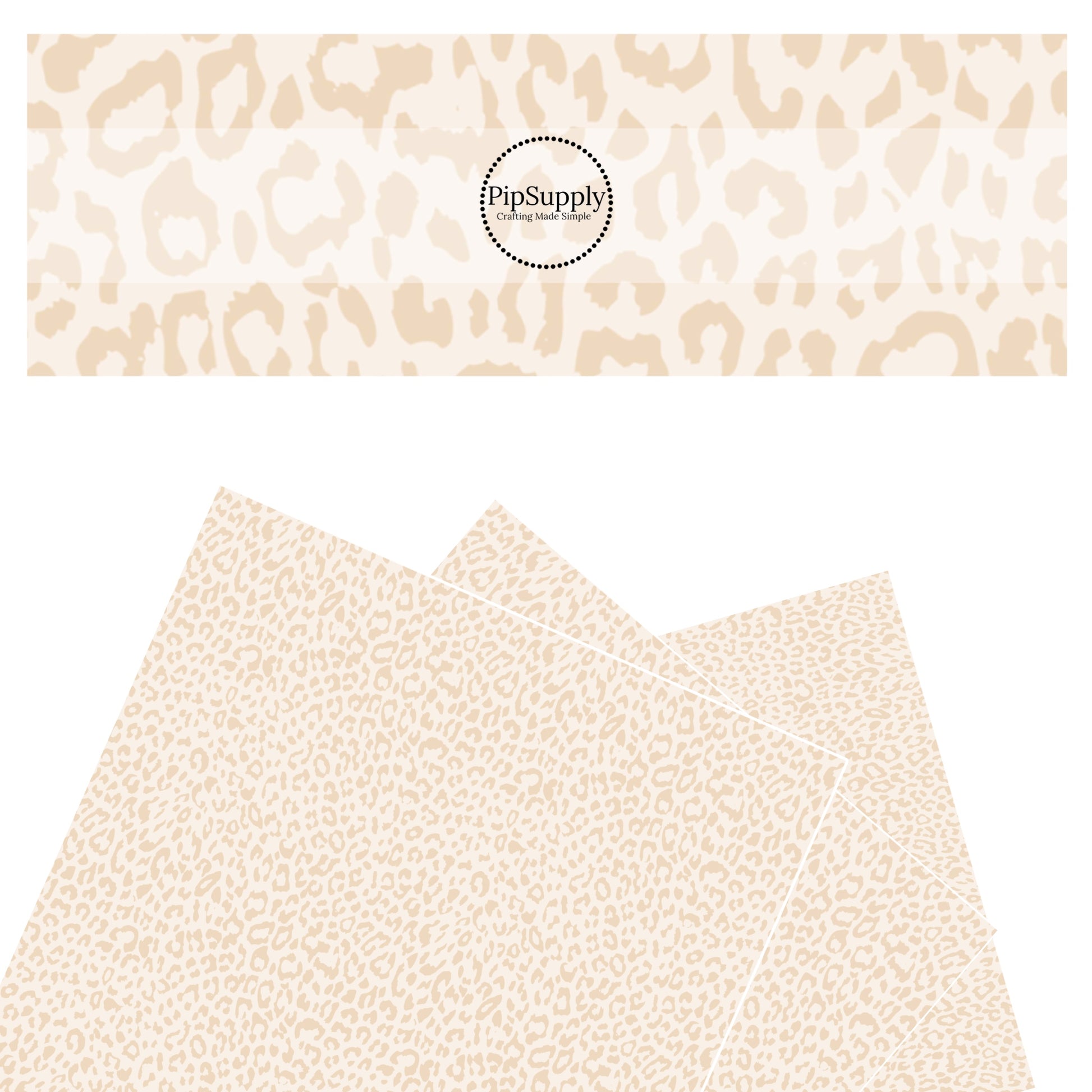 These classic leopard pattern themed faux leather sheets contain the following design elements: cream colored leopard print. Our CPSIA compliant faux leather sheets or rolls can be used for all types of crafting projects.