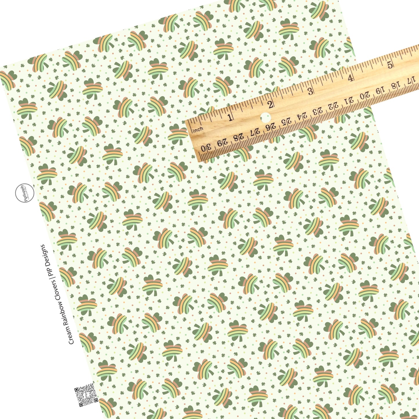 These St. Patrick's Day pattern themed faux leather sheets contain the following design elements: rainbow clovers on cream. Our CPSIA compliant faux leather sheets or rolls can be used for all types of crafting projects.