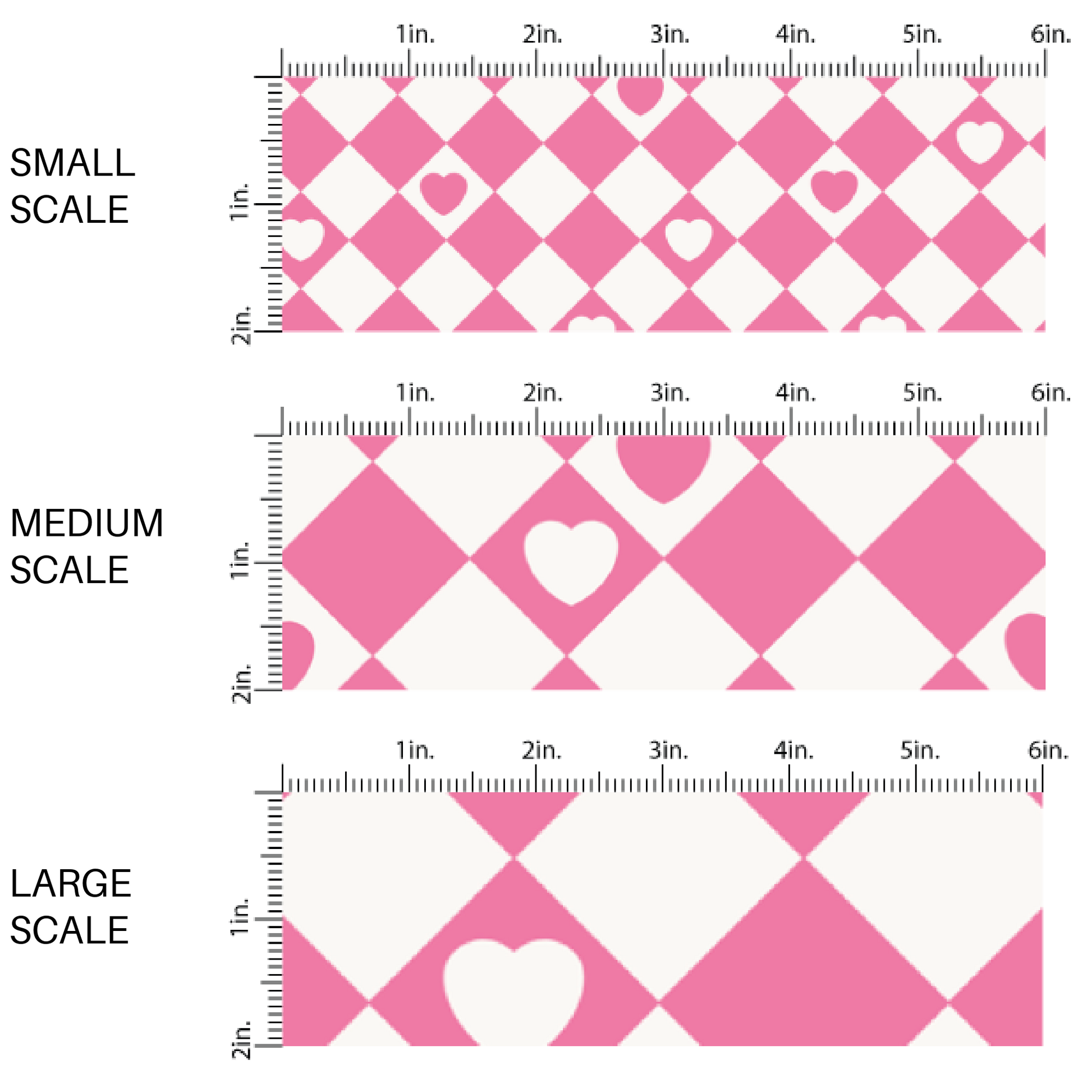 Hearts on Pink and White Checkered Print Fabric by the Yard scaled image guide.