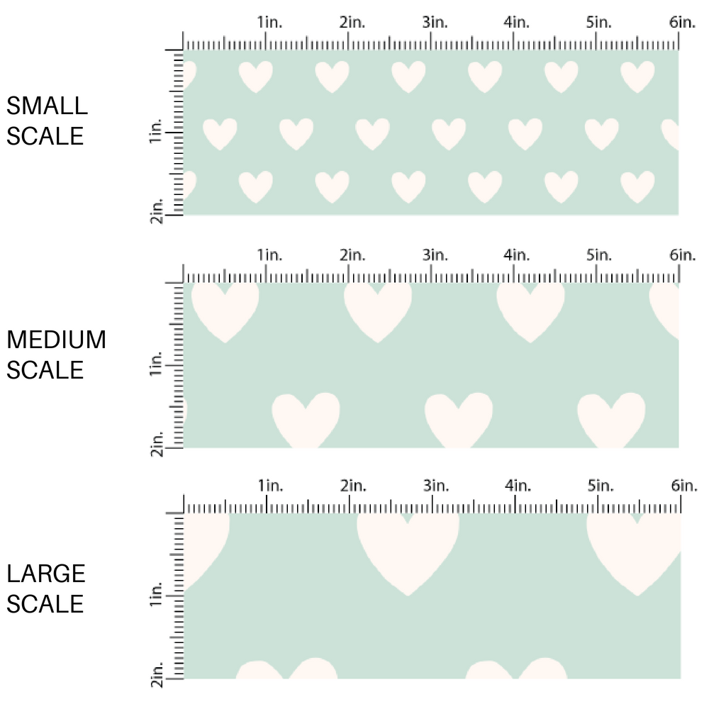 Cream Hearts on Pastel Aqua Fabric by the Yard scaled image guide.