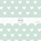 Cream Hearts on Pastel Aqua Fabric by the Yard