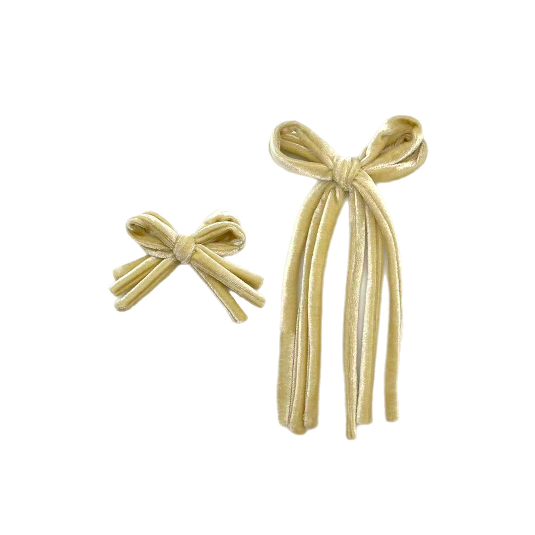 Cream Holiday Ribbon Waltz Hair Bow w/Clip