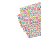Creative prints DS multi-colored happy faces and stars cream fabric by the yard swatches.