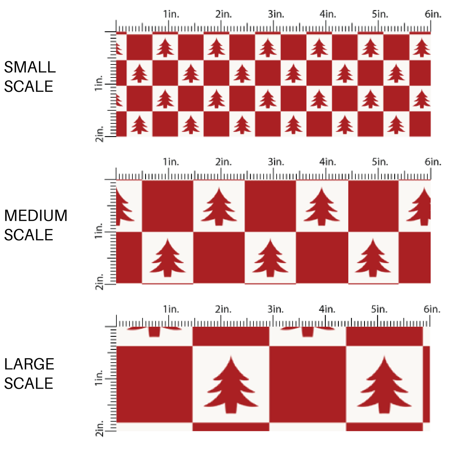 Red and white checker print and Christmas tree fabric by the yard scaled image guide.
