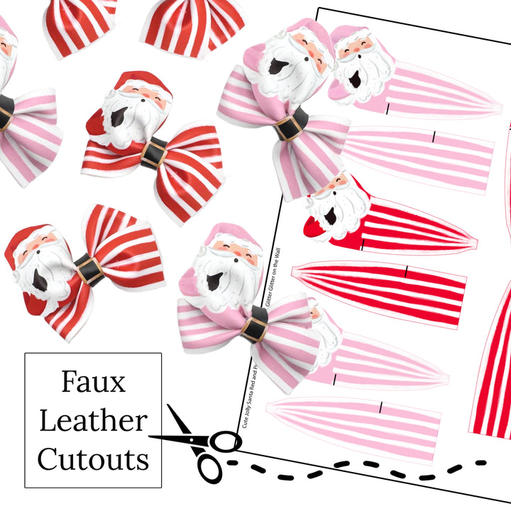 Cute Jolly Santas Loop de Lou DIY Bow Hand Cut Faux Leather Sheet