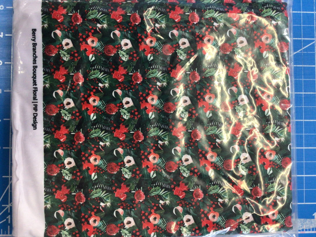 PIPS PERKS - Berry Branches Bouquet Floral Fabric By The Yard