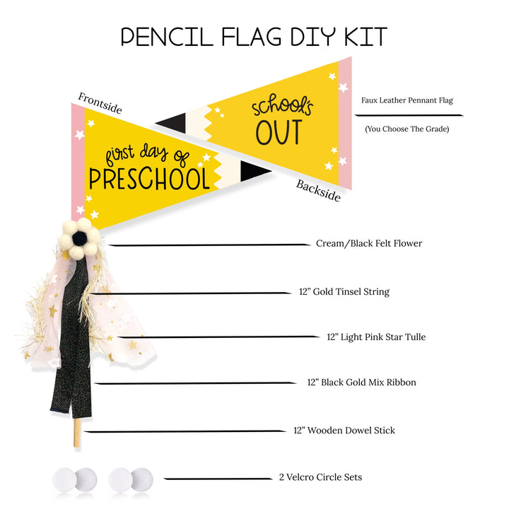 First Day of School Pencil Themed Flag Pennant - DIY Kit