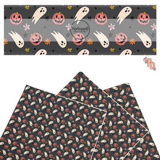 Dainty Ghost Pumpkins Faux Leather Sheets