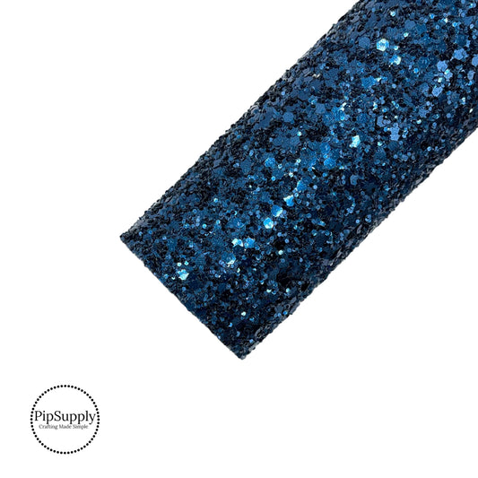 dark navy blue solid chunky glitter sheet