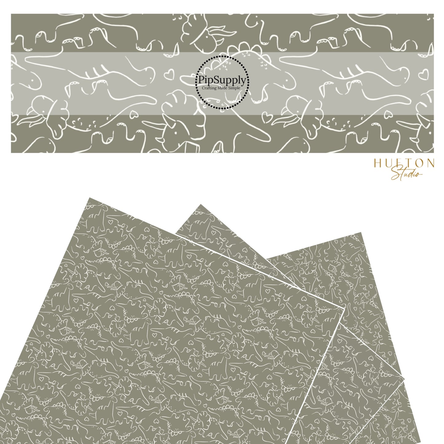 These Valentine's Day pattern themed faux leather sheets contain the following design elements: cream dinosaur outlines on taupe. Our CPSIA compliant faux leather sheets or rolls can be used for all types of crafting projects.
