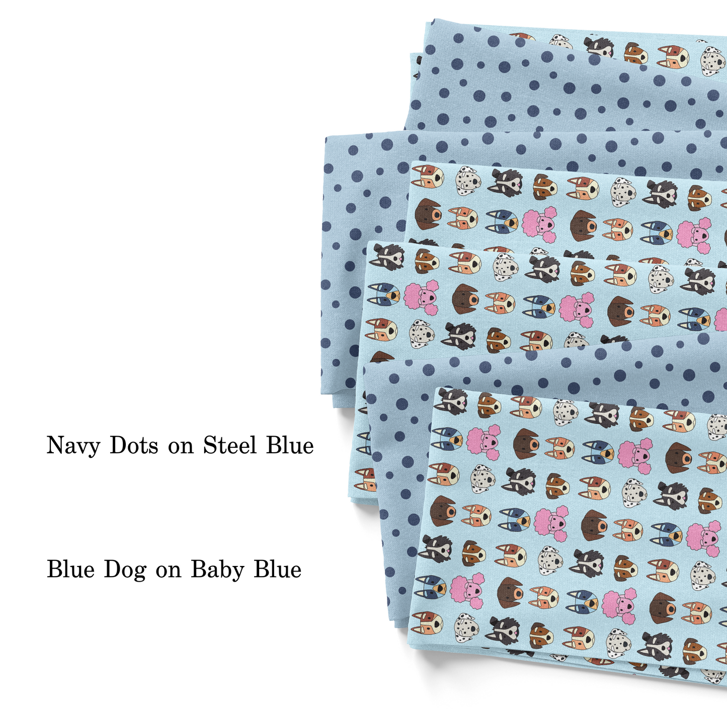 Blue Dog on Baby Blue Fabric By The Yard