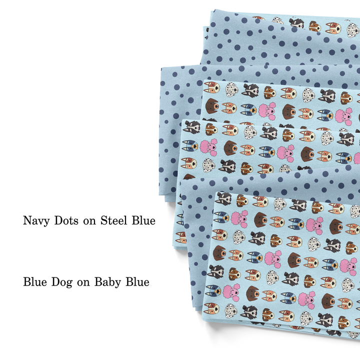 Blue Dog on Baby Blue Fabric By The Yard