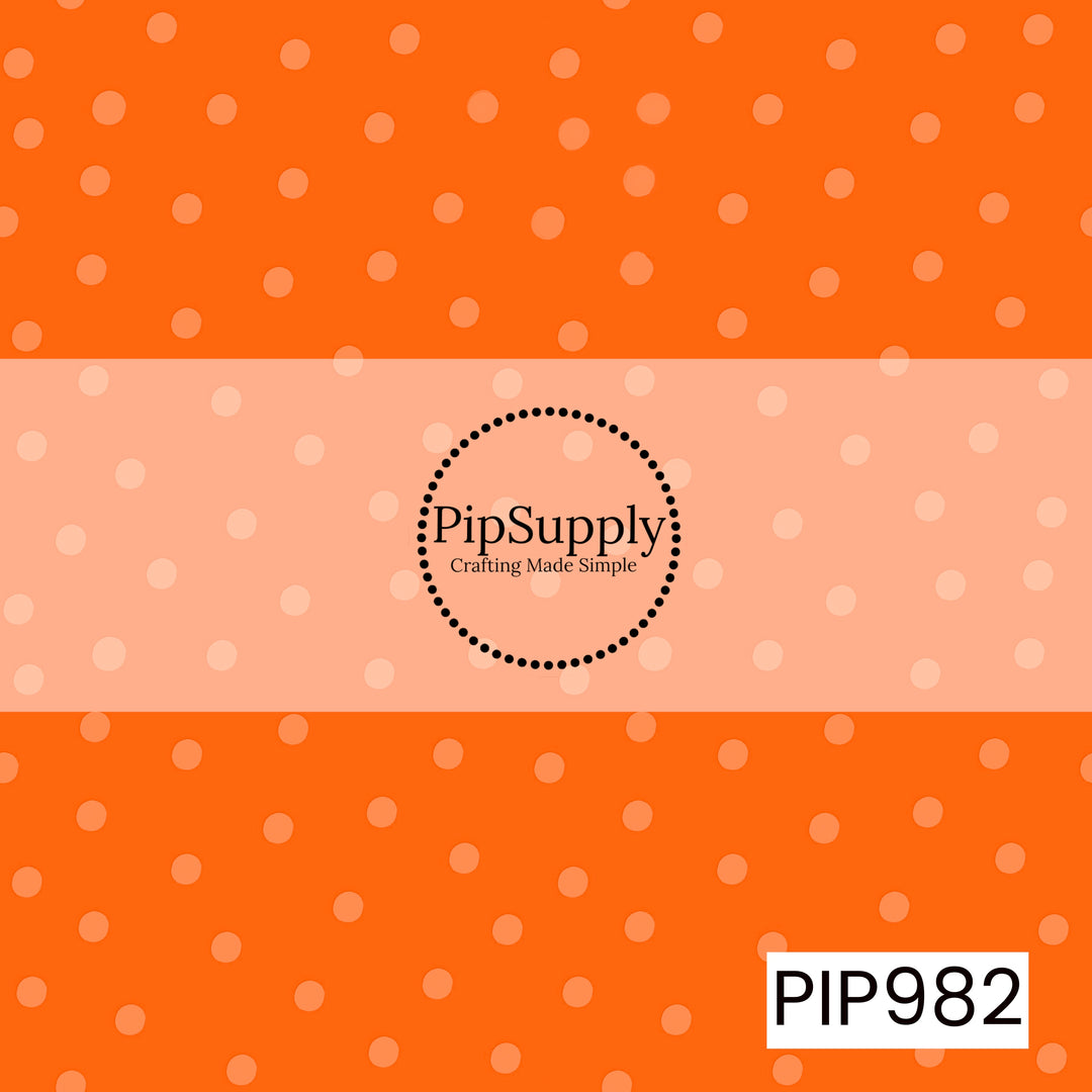 A simple and versatile coordinating print featuring soft peach polka dots scattered across a rich pumpkin orange background. This classic seamless design adds a playful touch and pairs beautifully with florals, plaids, pumpkins, and other fall-themed prints for a cohesive seasonal collection.
