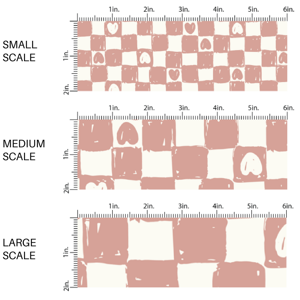 Hearts on Pink and White Checkered Fabric by the Yard scaled image guide.