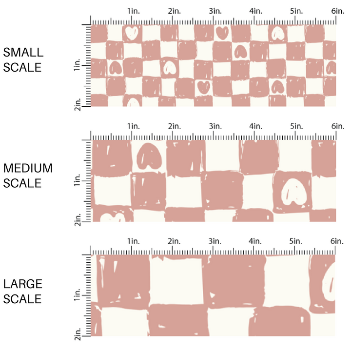 Hearts on Pink and White Checkered Fabric by the Yard scaled image guide.