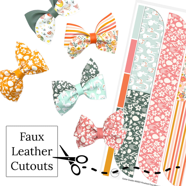 Easter Garden Pinwheel Faux Leather DIY Hair Bows & Craft Cutouts