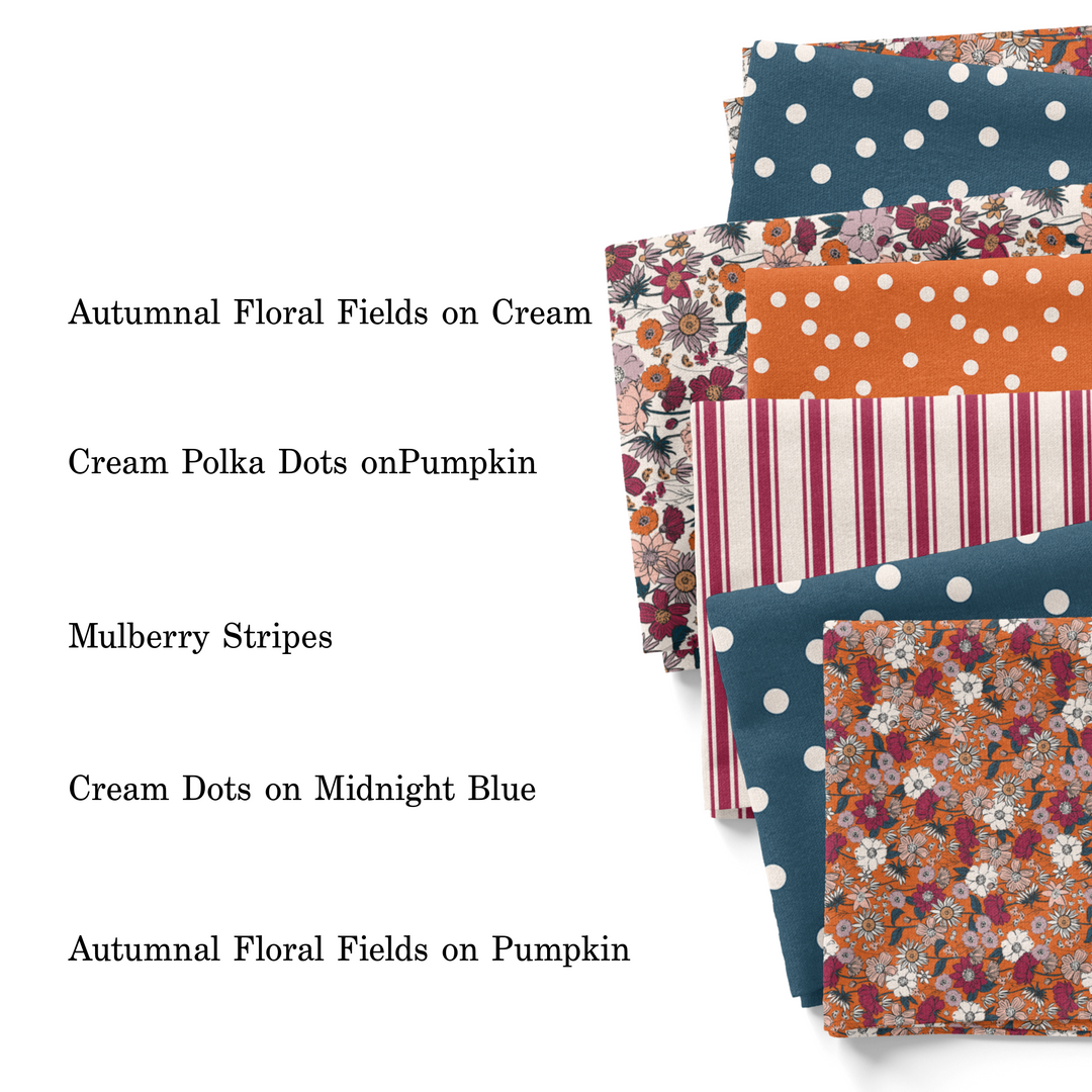 Cream Polka Dots on Pumpkin Fabric By The Yard