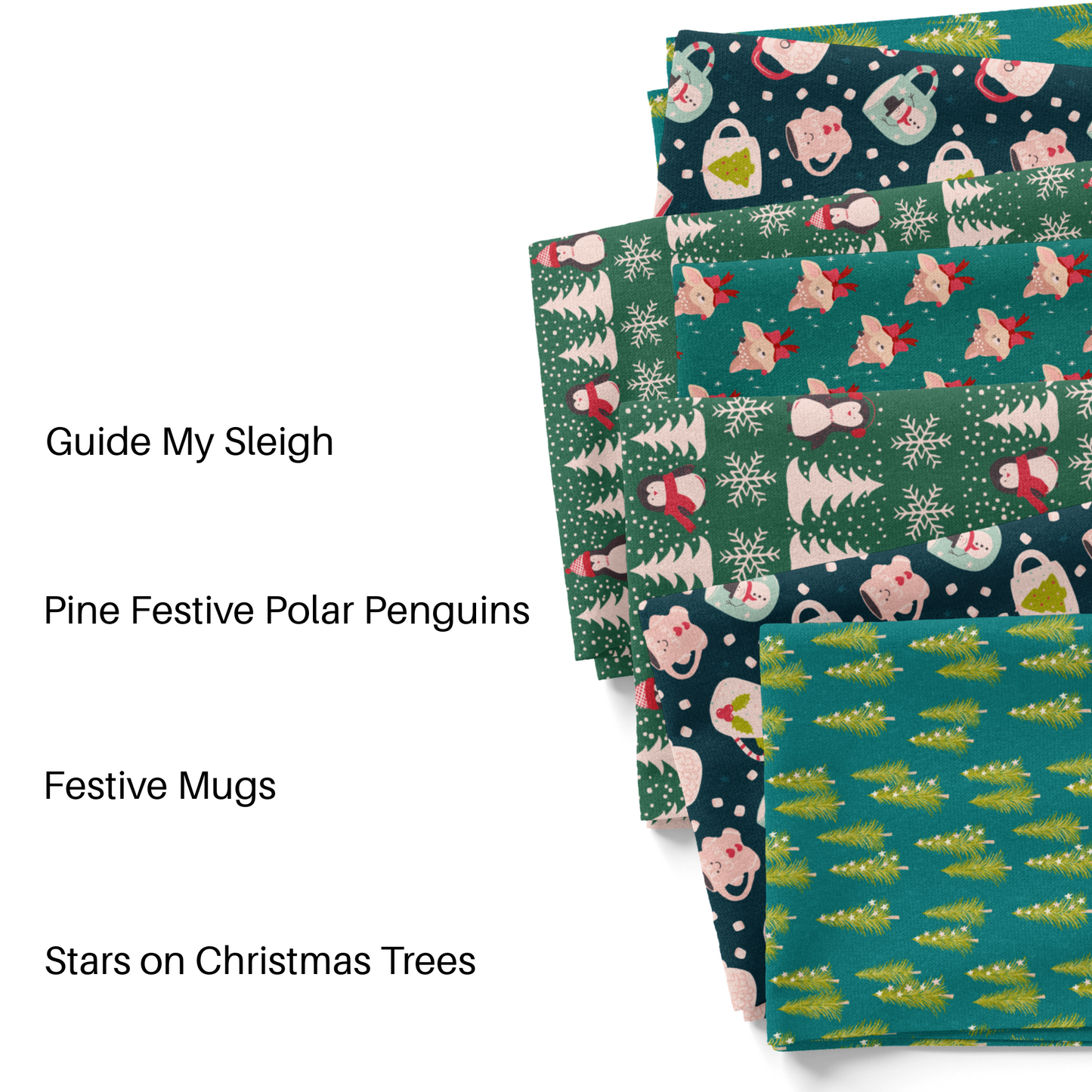 Pink Festive Polar Penguins Fabric By The Yard