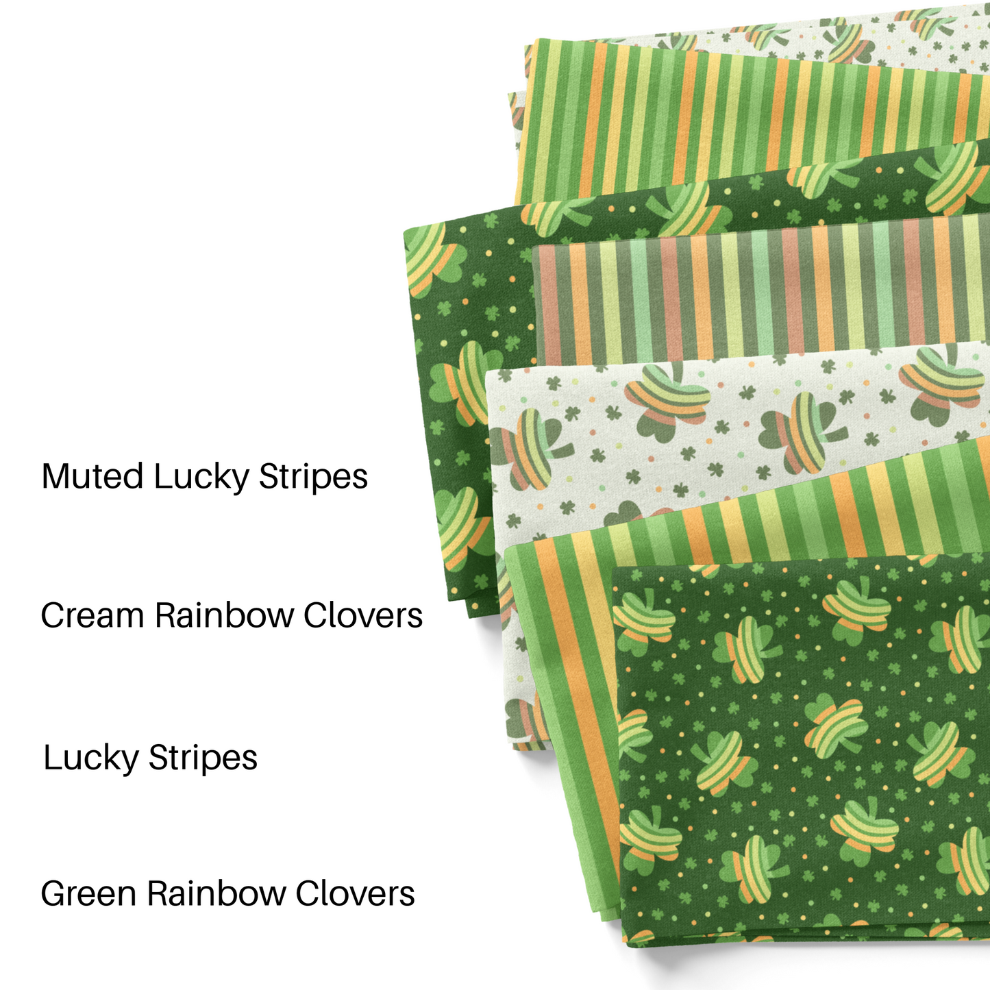 Cream Rainbow Clovers Fabric By The Yard