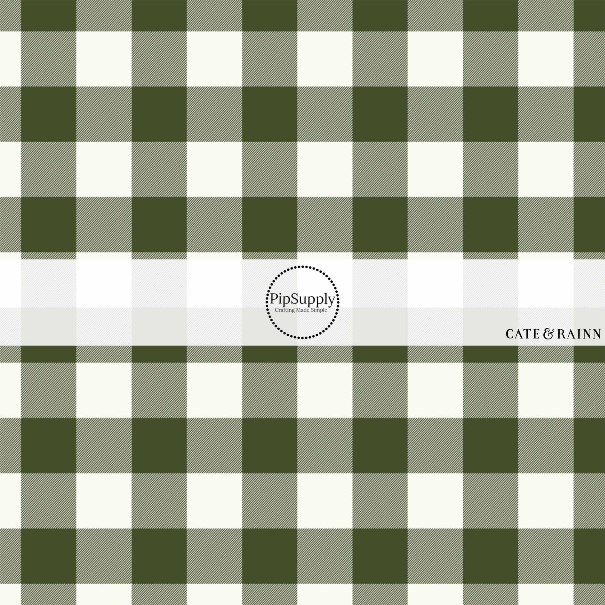 Green and white plaid fabric by the yard.