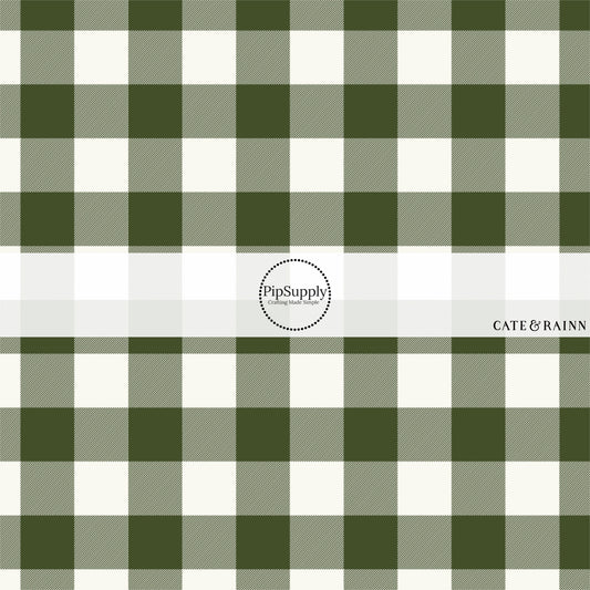 Green and white plaid fabric by the yard.