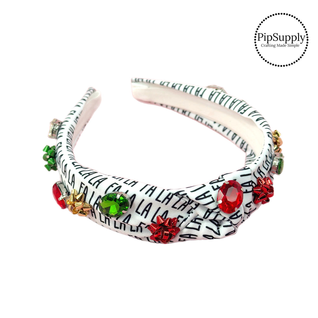 These Christmas embellished knotted headbands are a stylish hair accessory. Made with high quality fabric these themed holiday headbands are a fashionable answer to keeping your hair back!