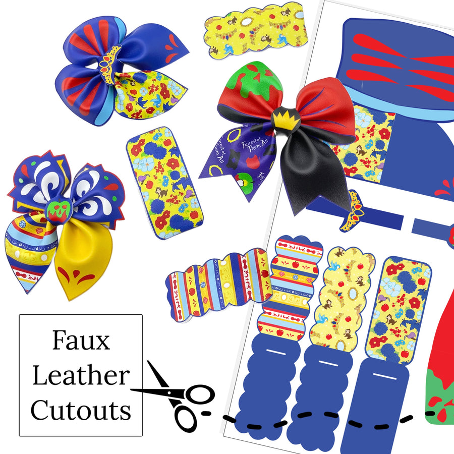 fairest princess and dwarf movie themed diy faux leather hair bows