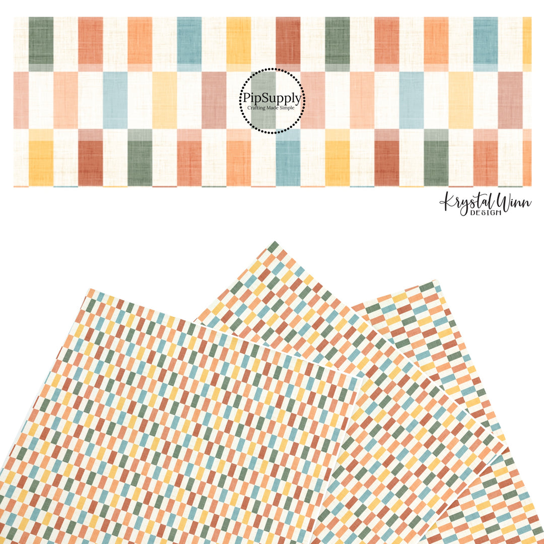 Fall Faux Linen Checker Faux Leather Sheets