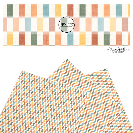 Fall Faux Linen Checker Faux Leather Sheets