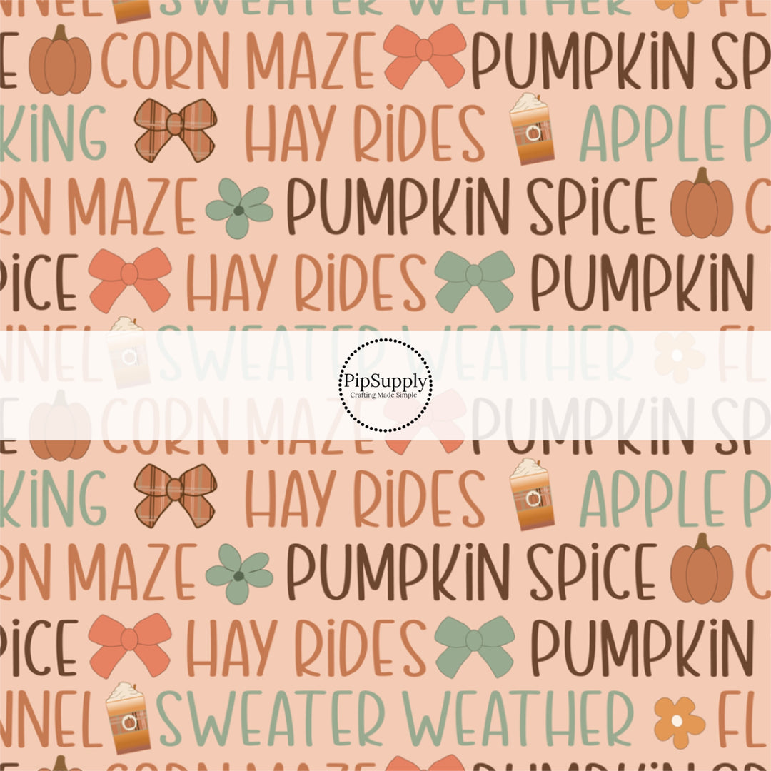 Fall Spice Words Fabric By The Yard