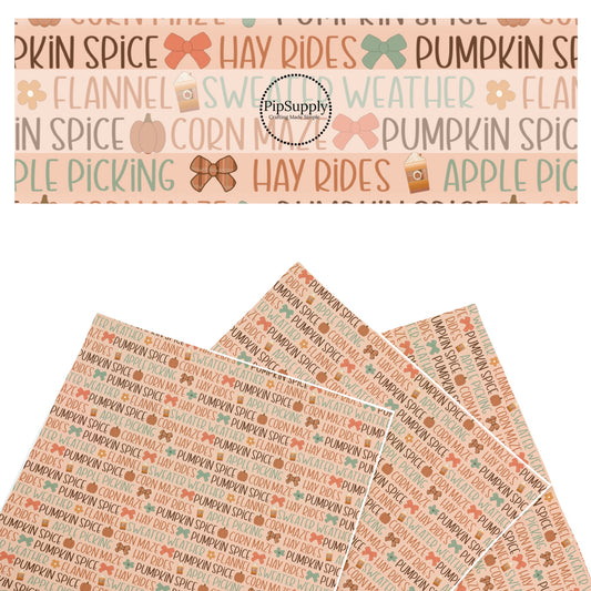 Fall Spice Words Faux Leather Sheets